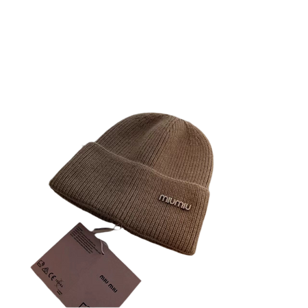 Bonnet Miu Miu en maille côtelée – Gris anthracite