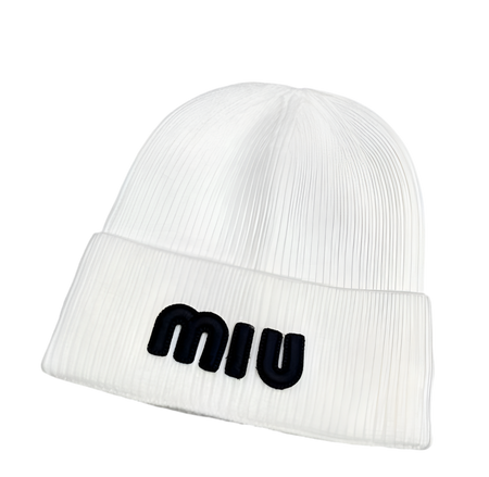 Bonnet noir Mui Mui en maille avec logo brodé