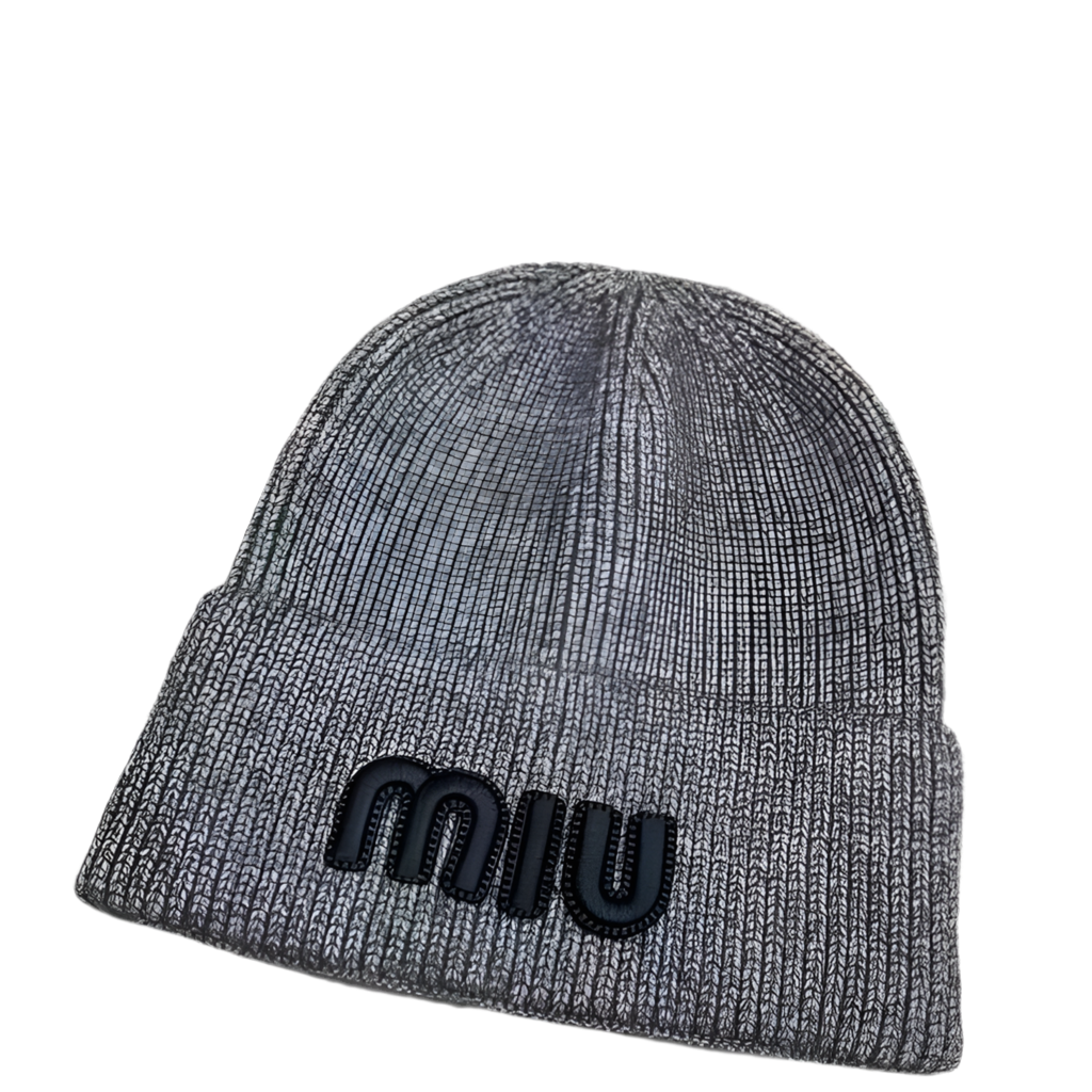 Bonnet noir Mui Mui en maille avec logo brodé