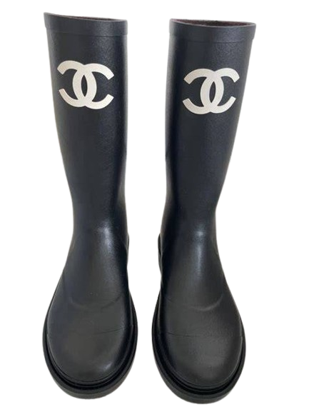 Bottes Chanel Noires Logo - Luxe & Élégance Intemporelle