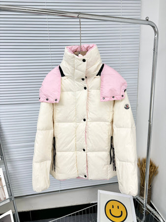 Doudoune Moncler bicolore – Noir & Beige / Blanc & Rose, coupe courte, style premium
