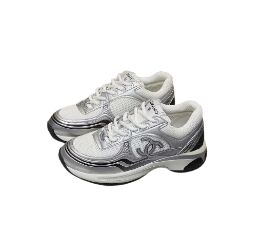 Chanel CC Runner Sneakers - Blanc & Argenté